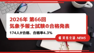第66回気象予報士試験の合格発表｜174人が合格、合格率4.3％